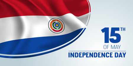 Paraguay independence day vector banner, greeting cardのイラスト素材