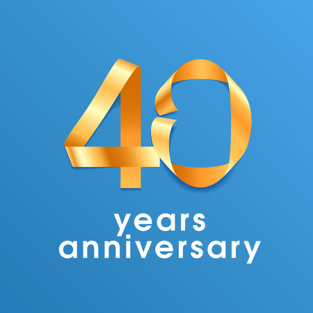 40 years anniversary vector icon. Design element with golden ribbonのイラスト素材