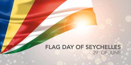 Seychelles happy flag day vector banner, greeting card.のイラスト素材