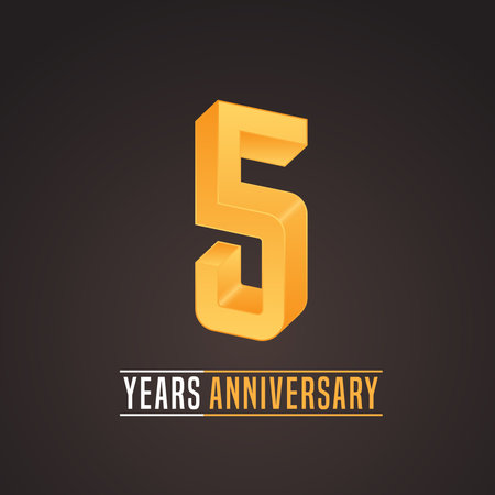 5 years anniversary vector icon, logo. Isolated graphic number for 5th anniversaryのイラスト素材