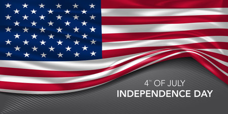USA independence day greeting card, banner with template text vector illustrationのイラスト素材