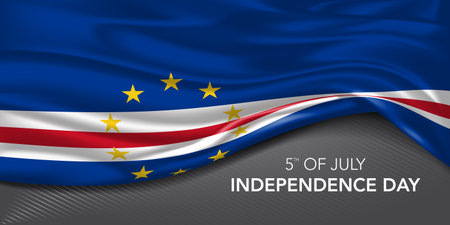 Cape Verde independence day greeting card, banner with template text vector illustrationのイラスト素材