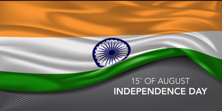 India independence day greeting card, banner with template text illustration