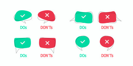 Set of Do and Dont check tick mark and red cross vector isolated iconsのイラスト素材