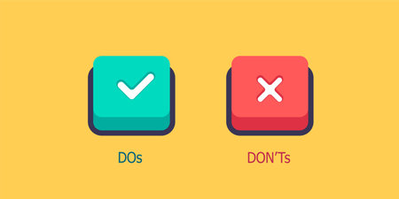 Dos and Donts information vector signs. Red and green customer complaint logotypesのイラスト素材