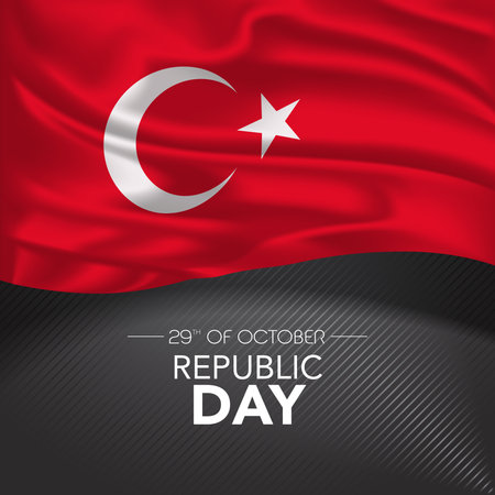 Turkey happy republic day greeting card, banner, vector illustrationのイラスト素材