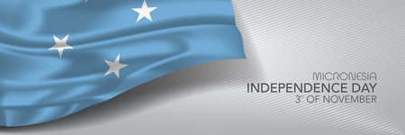 Micronesia independence day vector banner, greeting cardのイラスト素材
