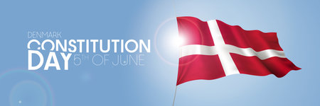 Denmark happy constitution day greeting card, banner with template text vector illustrationのイラスト素材