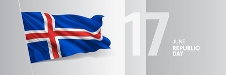Iceland happy republic day greeting card, banner vector illustrationのイラスト素材