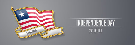 Liberia happy independence day greeting card, banner vector illustrationのイラスト素材