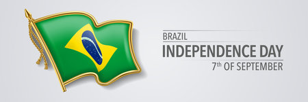 Brazil happy independence day greeting card, banner with template text vector illustrationのイラスト素材