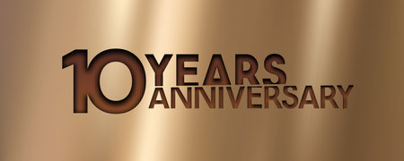 10 years anniversary celebration vector icon. Template design element with gold color number for 10th anniversary cardのイラスト素材