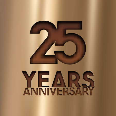 25 years anniversary celebration vector icon. Template design element with gold color number with flare for 25th anniversary cardのイラスト素材
