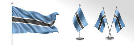 Set of Argentina waving flag on isolated background vector illustrationのイラスト素材