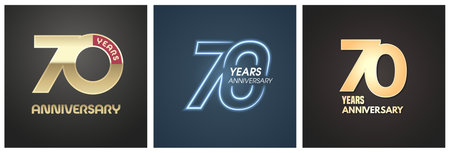 70 years anniversary set of vector icons, logos. Graphic backgroundのイラスト素材