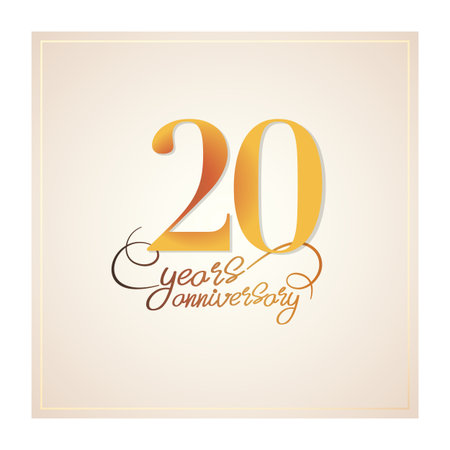 20 years anniversary vector icon. Isolated graphic design with elegant lettering numberのイラスト素材