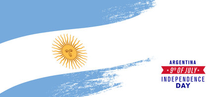 Argentina happy independence day greeting card, banner vector illustration. Agrentinian national holiday 9th of July design element with distressed flagのイラスト素材