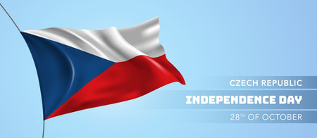 Czech Republic happy independence day greeting card, banner vector illustrationのイラスト素材
