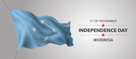 Micronesia happy independence day greeting card, banner with template text vector illustrationのイラスト素材