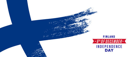 Finland happy independence day greeting card, banner vector illustration. Finish national holiday 6th of December design element with distressed flagのイラスト素材