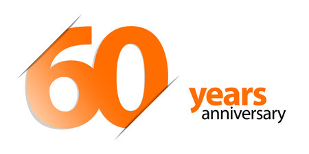 60 years anniversary vector icon, logo. Graphic design element with number and text composition for 60th anniversary. Suitable for card or packagingのイラスト素材