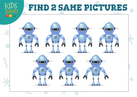 Find two same pictures kids puzzle vector illustrationのイラスト素材