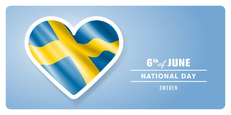 Sweden happy national day greeting card, banner vector illustrationのイラスト素材