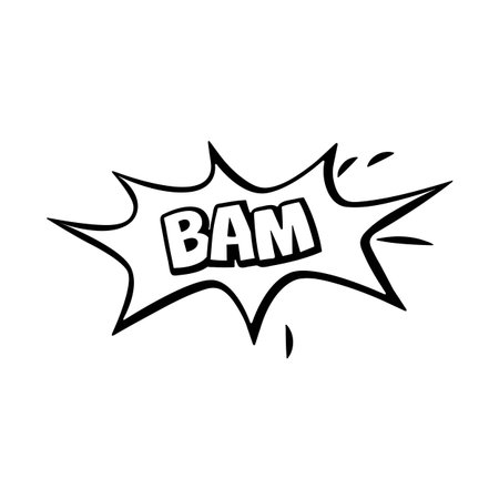 Comics bomb and explosion. Speech bubble with word bam. Design elements for printのイラスト素材
