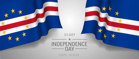 Cape Verde happy independence day greeting card, banner with template text vector illustration