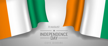 Cote Divoire happy independence day greeting card, banner with template text vector illustrationのイラスト素材