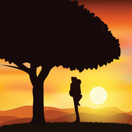 Romantic under the tree, Vector illustrationsのイラスト素材
