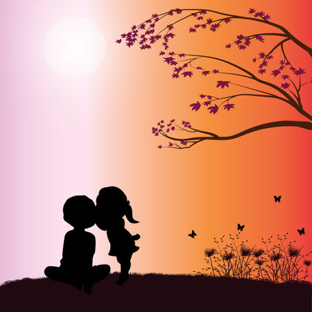 Girl, boy are playing ,  Vector illustrationsのイラスト素材