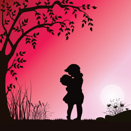 Romantic under the tree, Vector illustrationsのイラスト素材