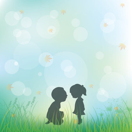 Love during childhood, Vector illustrationsのイラスト素材