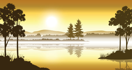 Beautiful nature , Vector illustrations landscapeのイラスト素材