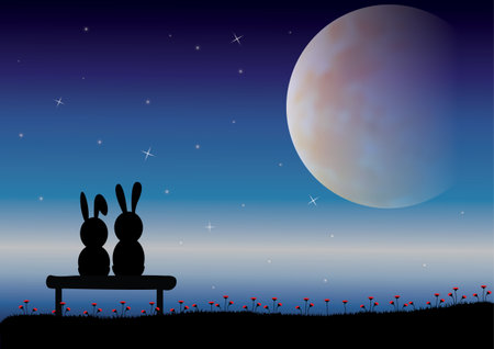 Vector illustrations ,Rabbit romantic couplesのイラスト素材