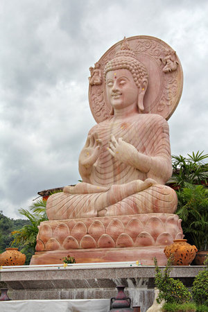 Statue of Buddha at Tha Ton temple,  Mae Aiの写真素材