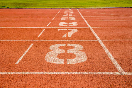 running track with numberの写真素材