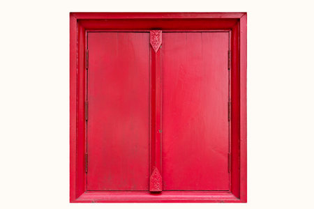 Red window isolated on white backgroundの写真素材