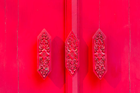 Red door handleの写真素材
