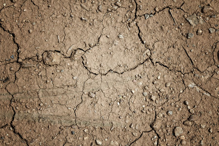 Dry cracked ground filling the frame as backgroundの写真素材