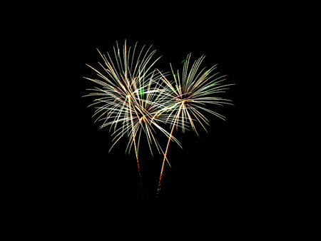 Colorful fireworks of various colors over night skyの写真素材