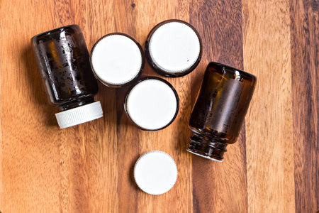 Used glass bottles for recycleの写真素材