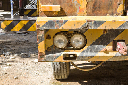 Part of construction machine in construction siteの写真素材
