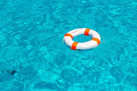Life buoy in swimming poolの写真素材