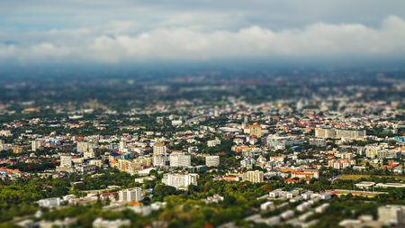Chiang mai city, Thailand with tilt-shift effectのeditorial素材