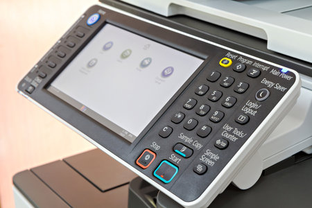 Close up of printer or photocopier control panelの写真素材