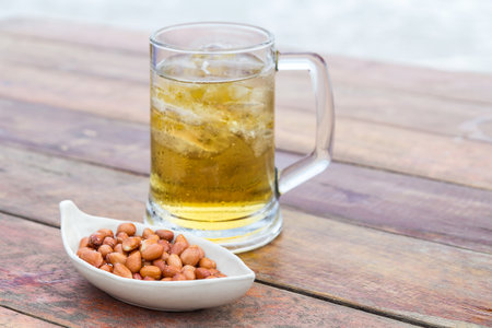 fried peel peanuts with salt and beer