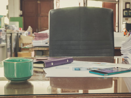 Close up of business documents stack on desk , report papers stackの写真素材