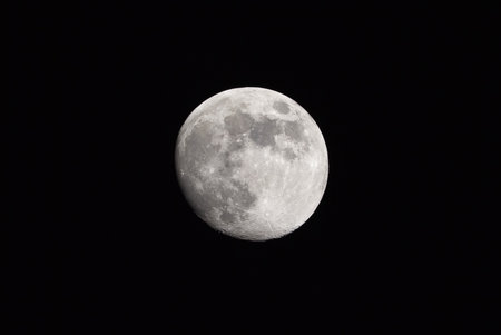 The moon in 93% of illuminated or visible lightの写真素材